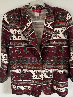 Vintage Ivy Wear patterned blazer S button down USA grandma core academia